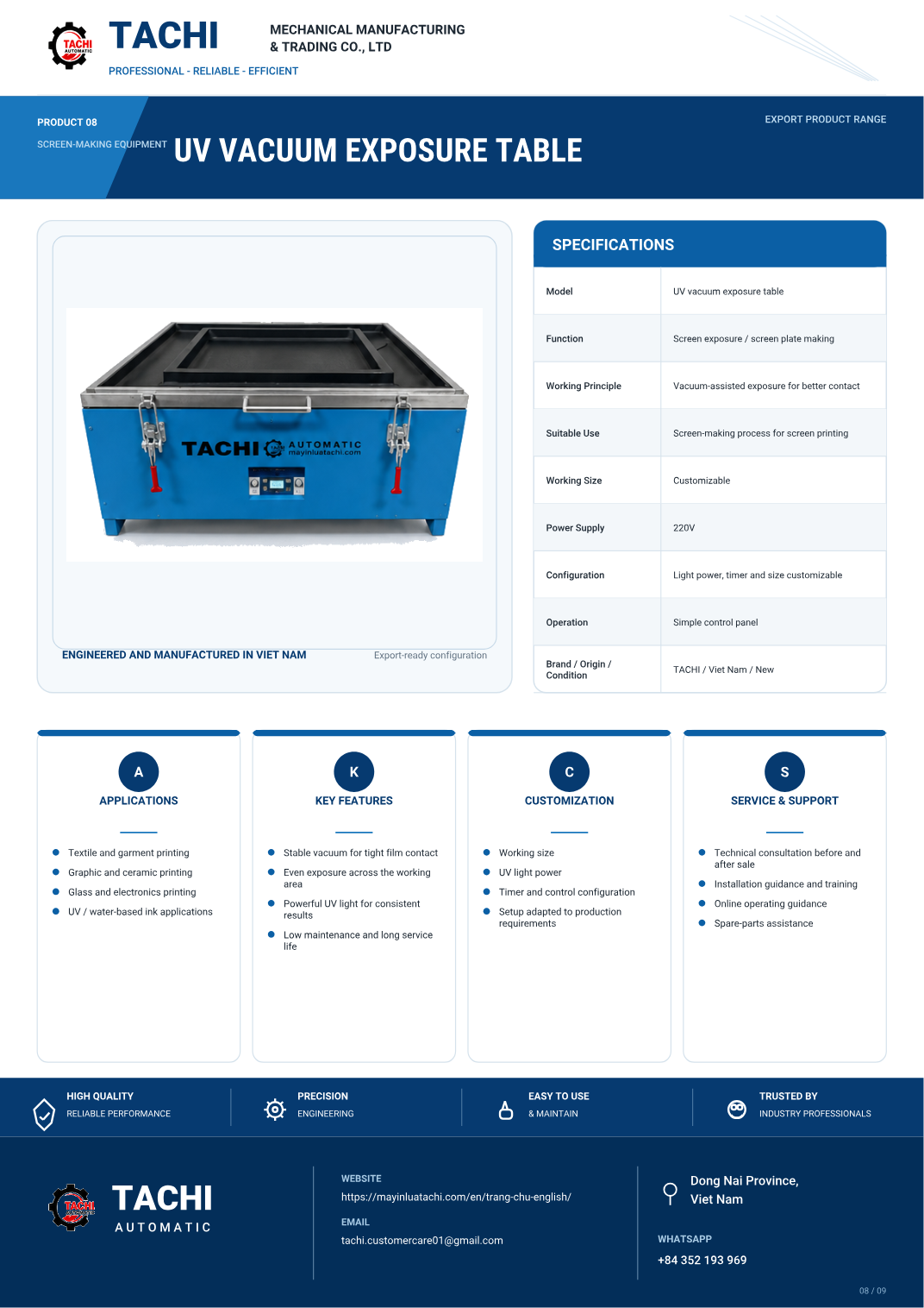 UV Vacuum Exposure Table